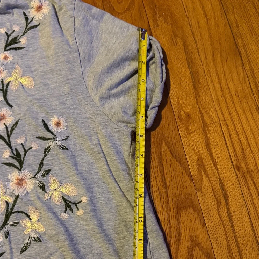 Top Shop Floral Embroidered Gray Women's Crop Top Size 10 - Picture 3 of 6